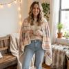 Flannel Material Wearable Blanket Button Closure Wrap Blanket Throw Blanket  Daily Use