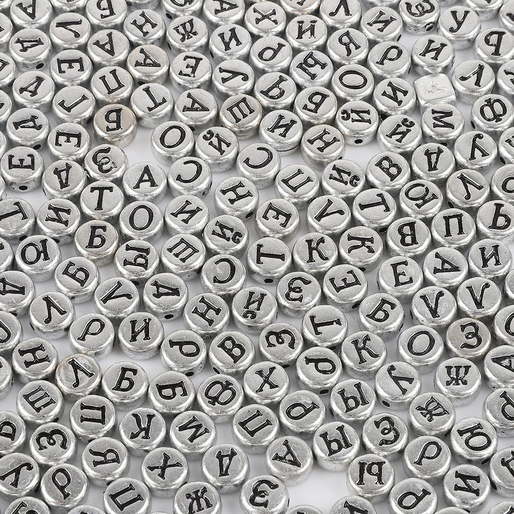Бусины ручной работы 4*7мм Акриловые россыпные бусины Бусины с алфавитом Плоские бусины Ручная работа DIY Детское раннее образование Изготовление бижутерии Аксессуары Браслет