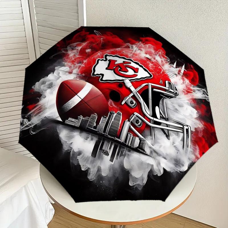 1PC Kansas City Chiefs Umbrella-8-Rib Reinforced, Automatic Open, Lightweight & Durable, Cute Fashion Accessory for Outdoor-P81