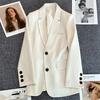 Four Seasons Women's Khaki Suit Jacket Spring Autumn CollectionElegant High-End Street Style for The Leisure Season
