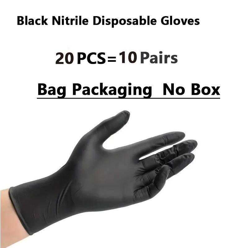 20/50/100PCS Black Nitrile Disposable Gloves Latex Free for Home Cleaning Glove Textured Mechanic Tattoo Hair Dye Beauty Work