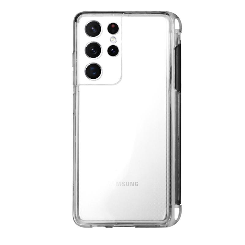 Прозрачный чехол для телефона с гнездом для стилуса S-Pen для Samsung Galaxy S21 Ultra 5G G9980 G998D G998U Мягкий прозрачный чехол для телефона с держателем для гнезда для ручки