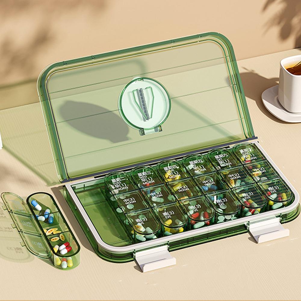Three Times Day Pill Cutter Box Large Capacity Drug Dispensing Case Vitamin Storage