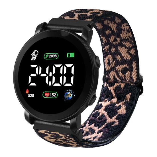 Светодиодные электронные часы Эластичный ремешок Многофункциональные Светящиеся Круглый циферблат Регулируемый Отображение времени/даты Плетеные Цифровые Наручные часы Часы Мода