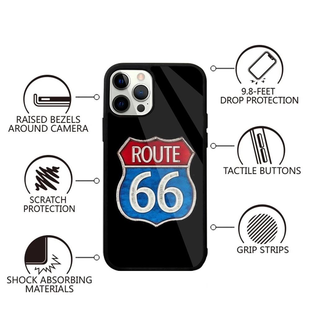 America Route 66 Phone Case For iPhone 15,14,13,12,11,Plus,Pro,Max Mini Magsafe Magnetic Wireless Charging