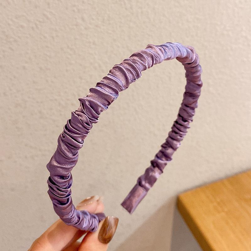 Летняя атласная плиссированная повязка на голову Taro Purple – элегантный универсальный аксессуар для волос