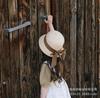 Children's spring and summer new straw dome straw hat bow with outdoor beach travel sunshade sun protection crimped straw hat