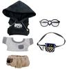 Niannyyhouse 20cm Plush Toy and Cotton Doll Accessories Clothes Hoodie, T-shirt, Shorts, Backpack, Glasses, (Black, 20cm)