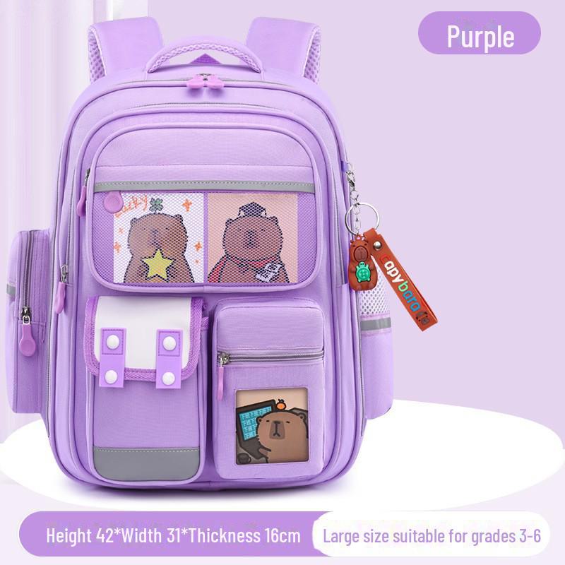 Легкий рюкзак большой вместимости Capibara для девочек начальной школы, 1-6 класс, с защитой позвоночника