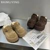 Платформа Высокий каблук Тапочки Женские замшевые туфли-мюли Женские 2025 Тренд Зима Новые Теплые Повседневные Модные Снежные Ботинки Mujer Zapatos