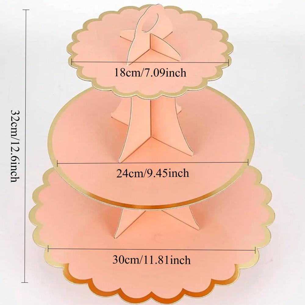 Одноразовая трехъярусная бумажная подставка для торта с горячим тиснением, принадлежности для вечеринки по случаю дня рождения, цветочная чайная вечеринка, украшение торта для свадебной вечеринки