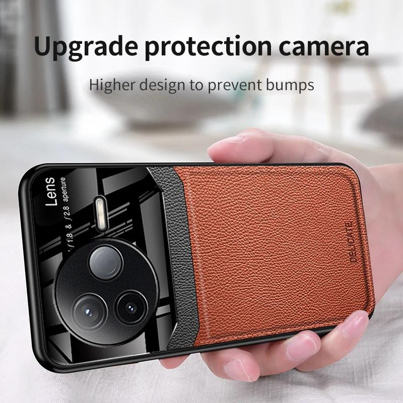 EUCAGR Акриловый чехол из ПУ-кожи для Xiaomi Redmi K80 K70 K60 K50 K40 Pro K70Ultra Защита камеры Задняя крышка телефона Рамка Coque