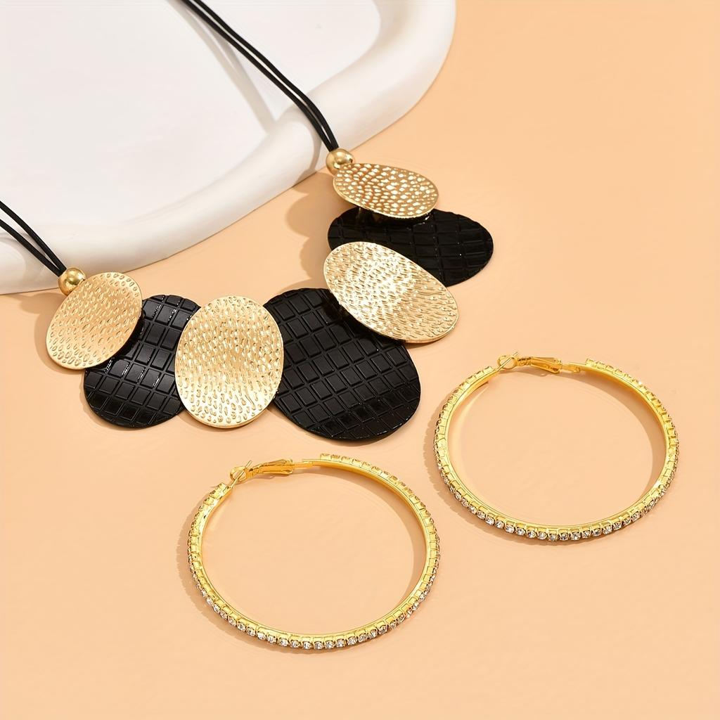 Серьги, ожерелье, комплект украшений в стиле панк, преувеличенный дизайн пластины, подходящий к повседневным нарядам