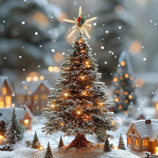 Рождественская морская звезда макушка для елки прибрежное пляжное украшение верхушки дерева с красными ягодами сосновой шишкой для праздничного рождественского домашнего внутреннего наружного декора