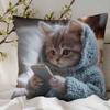 Милая наволочка с принтом животных: Плоская 2D-печать, не настоящая вышивка, Ночная подушка для дивана