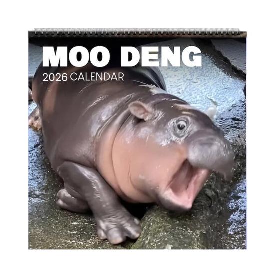 Moo Deng Calendar 2026 Pygmy Hippo Wall Calendar Monthly Planner Hanging Hippopotamus Calendar Gift for Hippo Lovers