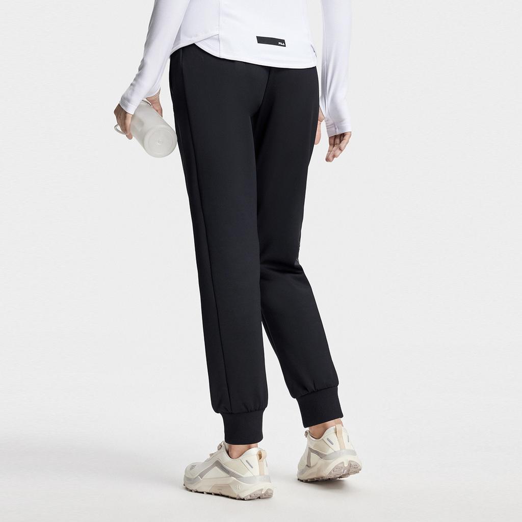 Fila Однотонные вязаные спортивные брюки с манжетами и кулиской Женские брюки Глубокий черный A11W341608F-BK