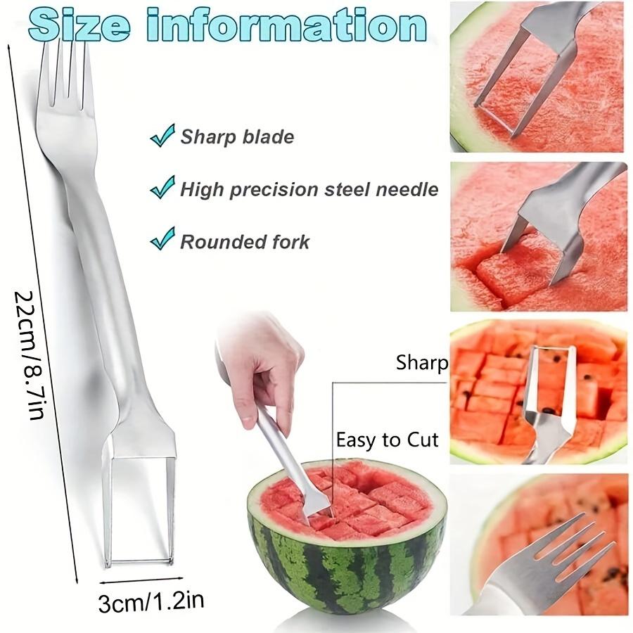 Ножовка и вилка для арбуза из нержавеющей стали — портативный кухонный гаджет 2-в-1 для удобной подачи