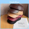 Pu Leather Octagonal Hat For Women With Sun Protection Chic Winter Fashion Accessory