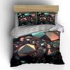 Iridescent Teal Brown Crystal Gem Duvet Cover Set, 3D Geometric Stone Bedding Includes 1 Duvet Cover And 2 Pillowcase, Gift