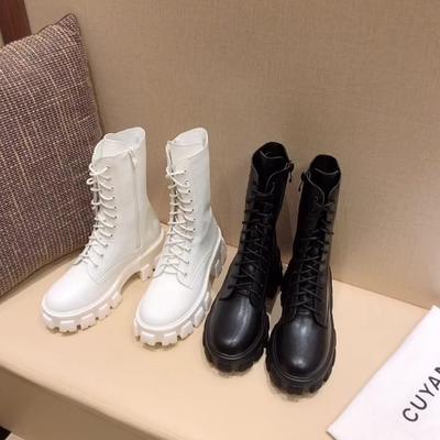 Осенние женские повседневные модные тонкие ботинки средней длины с дышащей толстой подошвой