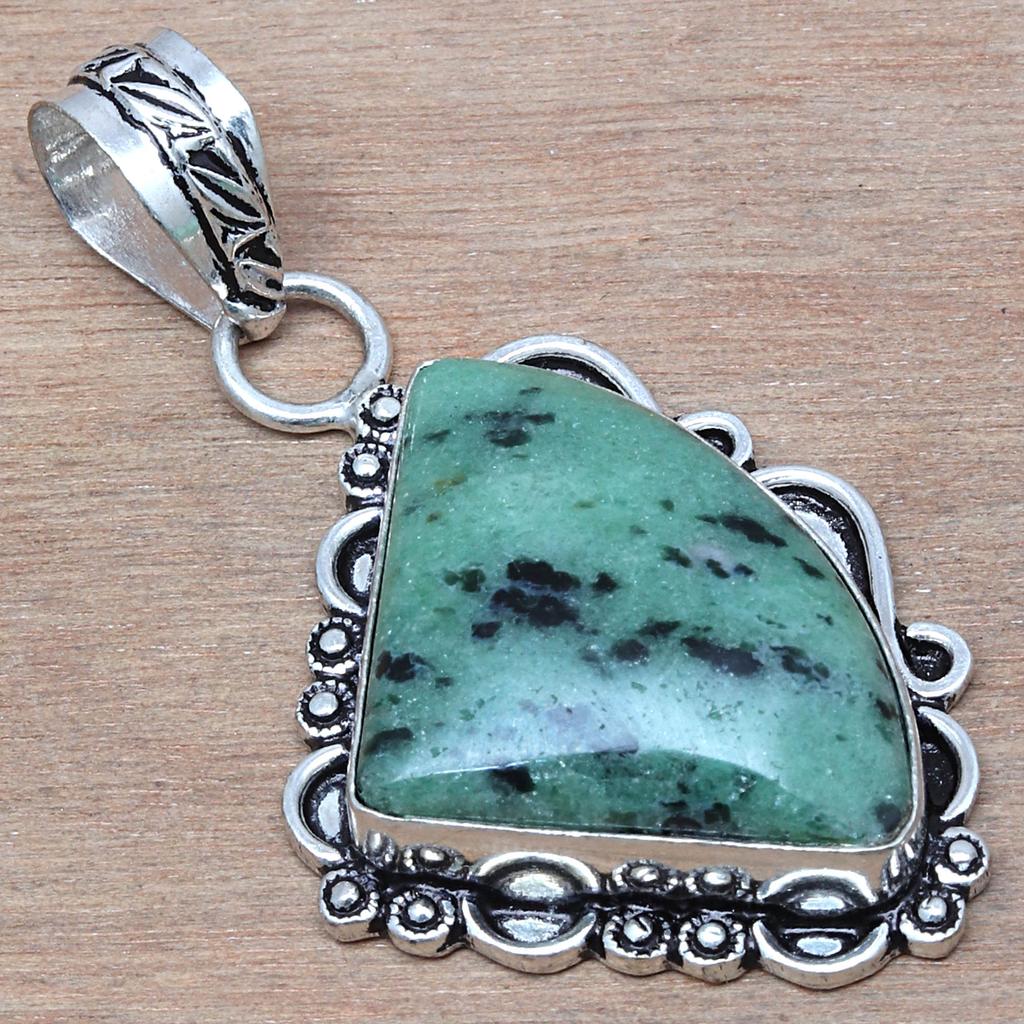 Подвеска Рубин Цоизит Драгоценный камень Ручной работы Подарок для нее Серебряные украшения 2"