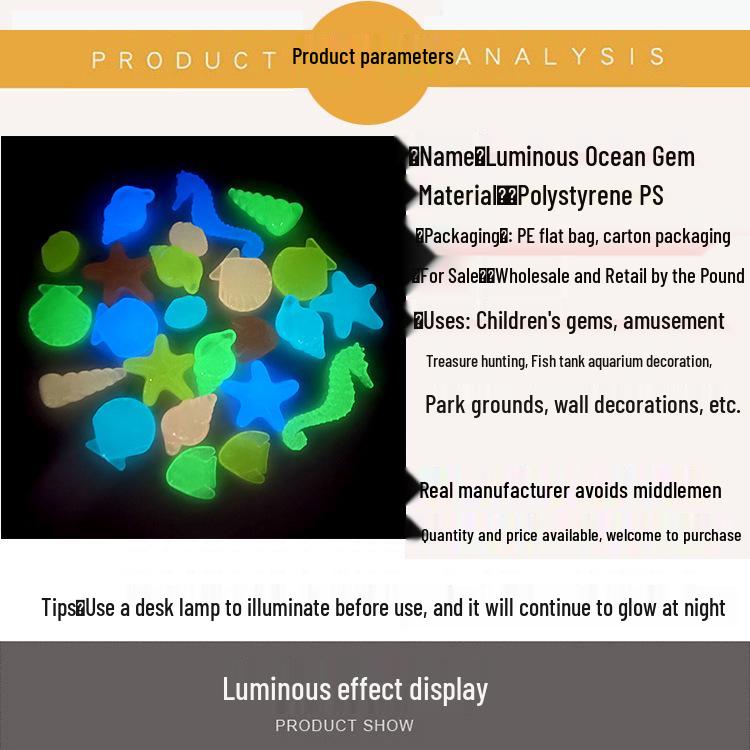 Glowing Marine Animal and Seashell Gemstone Toy for Aquariums by Luminous Stone