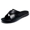 FashionMen Shoes New  Summer Shoes Italian Leather Slippers Men High Quality Size 38-47 Beach Slip On Flats Man Flip Flops Mens Sandals
