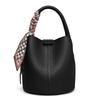 High-end bag women's new texture niche messenger bag super soft and versatile fashion portable bucket bag black