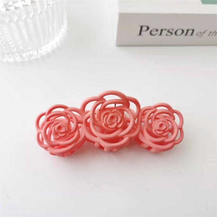 10.5cm Grinding Camellia Rose Flower Large Hair Claw Clip Ins Plate Acrylic Hair Shark Clip for Female Hair Accessories
