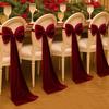 Christmas Chair Sashes Bows Large Velvet Chair Cover Back Tie Supplies for Christmas Banquet Home Wedding Event Holiday Party Decor