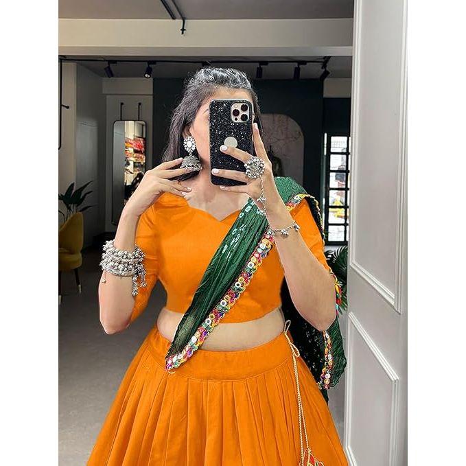 Женская особенная вискозно-хлопковая лехенга с отделкой готта-патти, специальная для Наваратри, вся лехенга-чоли, блузка без подкладки