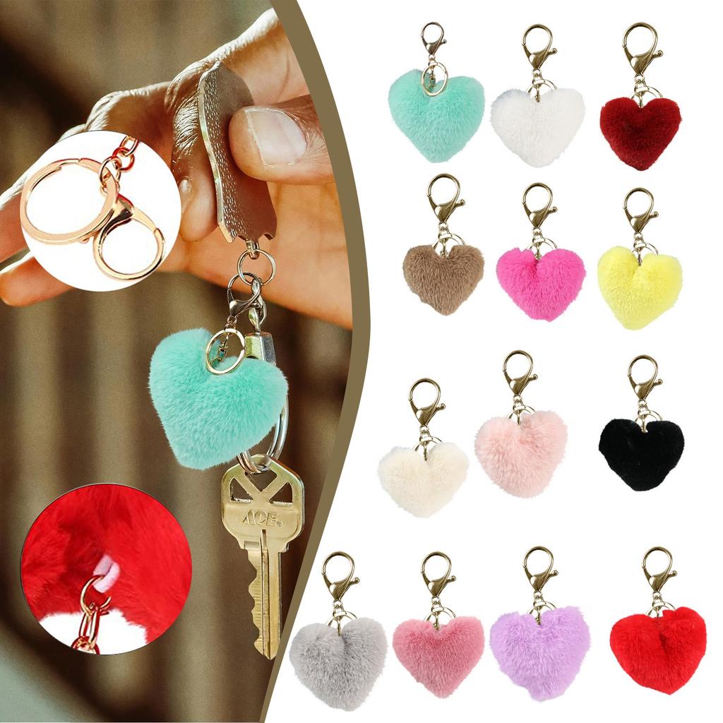 Imitation Rabbit Ball Plush Pendant DIY Phone Case Keychain Heart-shaped Accessory