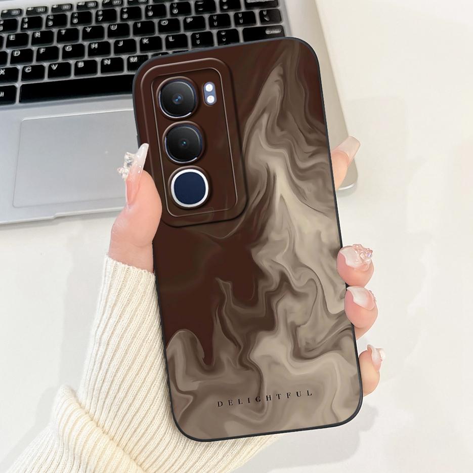 Для Vivo Y19s 4G Чехол V2419 Милый Кот Сетчатый Рисунок Чехол Ударопрочный Мягкий Силиконовый Чехол для Телефона Для Vivo Y19s Y 19 s VivoY19s Fundas