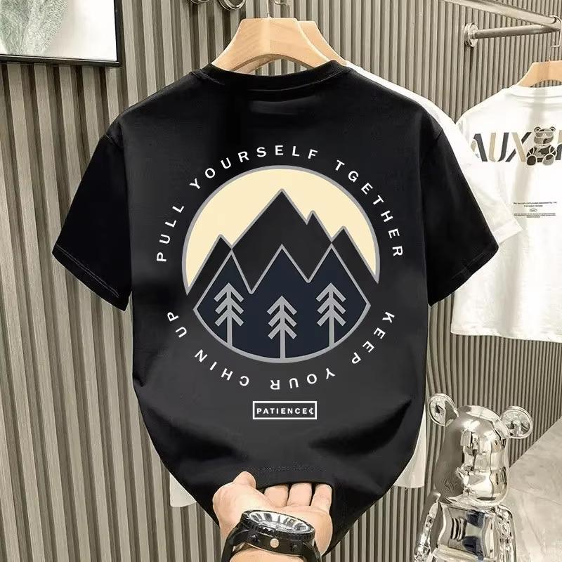 ZX 2026 new Highquality mens summer new style heavyweight thin pure cotton shortsleeved Tshirt with printed pattern