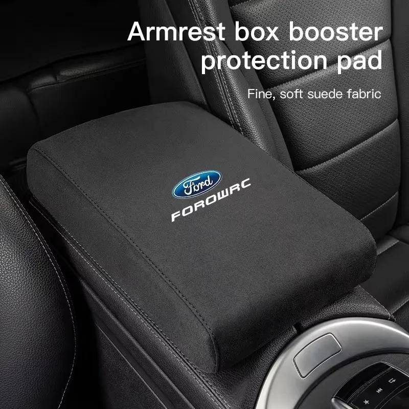 Car Sticker Hot For Ford Car Suede Armrest Mat Arm Rest Box Cushion Protection Decoration Pad For Ford Focus mk2 mk3 Fiesta mk7