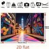 2D Urban Graffiti Night City Backdrop Neon Street Art Skyscraper Background