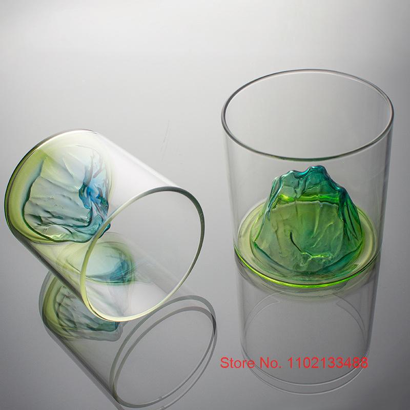 200 мл синие японские хрустальные бокалы, чашка для виски, Fuji Mountain, стакан для воды, чашка для водки, вина, стакан для бренди, кружка для кофе с молоком