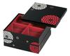 Made In HAKOYA Tatsumiya Square Hors Hyakuka 54275 Japan, 19.5mm Two-Tier D'oeuvre Box, Black, (Flower) Design,
