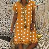 2026 Cross-border Spring and Summer New Amazon European and American Women's Dress Fashion Polka Dot Short Sleeve V-Neck Printed Medium Dress