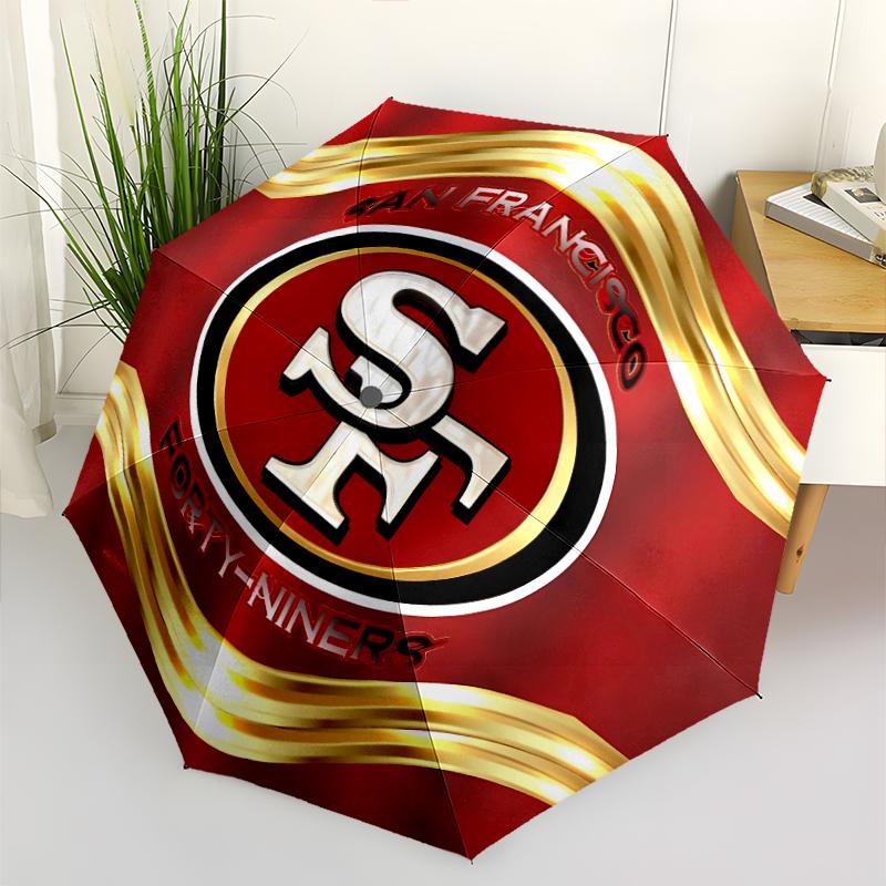 Автоматический зонт с принтом ЛОГОТИПА San Francisco 49ers, 8 спиц, железный каркас, пластиковая ручка, подходит для путешествий на открытом воздухе и на каждый день, идеальный подарок