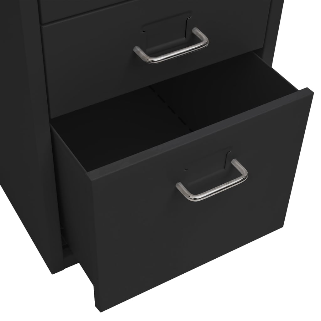 Filing Cabinet with Casters Black 28 x 41 x 69 cm Metal