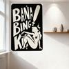Bana Bing Kit Black White Tin Sign with Woman Silhouette, Stars, Baseball Bat - Vintage Metal Plaque for Bar Cafe Man Cave Home
