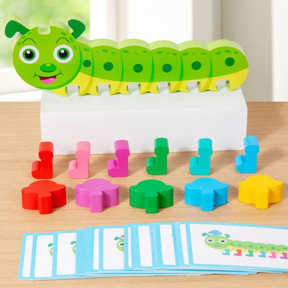 Animals Caterpillar Color Matching Game Wooden Color Matching Sorting Game Wooden Puzzle  Children