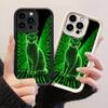JT534 Неоновый Цифровой Кот Светящийся для iPhone 17 16 15 14 13 12 Pro Max Samsung S26 S25 Ultra A17 A07 A56 A16 A25 A35 Xiaomi 15T Redmi 15c 14C Мягкий Чехол