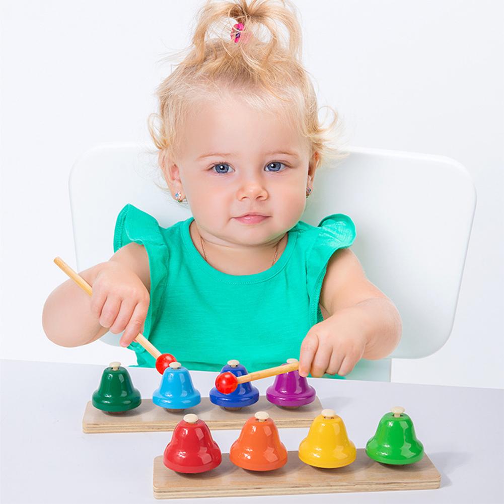 Desk Bells For Kids 8 Colorful Hand Bells Set Wooden Musical Instrument Birthday Christmas Gift For Girls Boys