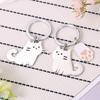 Cute Cartoon Cat Key Chains Smooth Stainless Steel Tag Cat with Cat Paw Ornament Children's Funny Keychains
