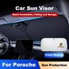 Складной солнцезащитный чехол на лобовое стекло автомобиля, защита от солнца для окон Porsche Panamera Cayenne Taycan 911 718 Macan Carrera