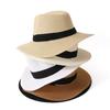 Beach Straw Hat Solid Color Wide Brim Sunshade Anti-UV Breathable Foldable Color Matching Summer Vacation Sun Cap Unisex Travel Hat
