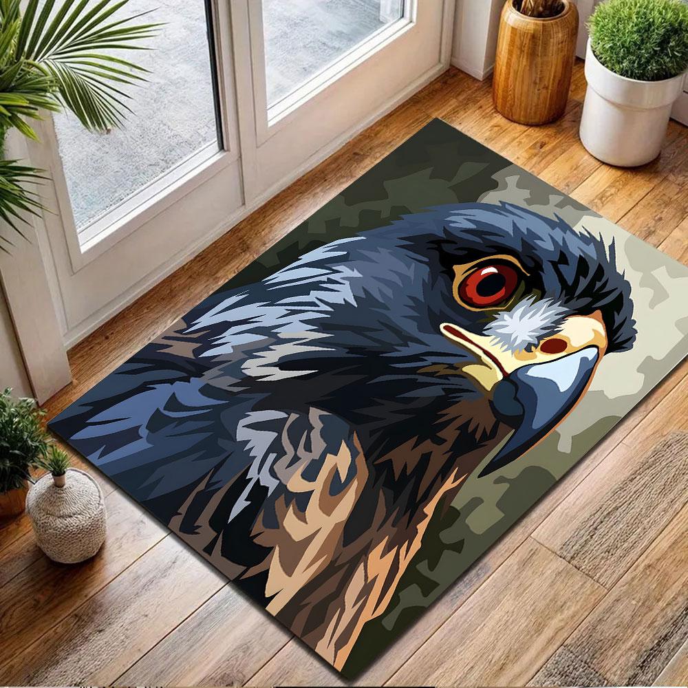 Majestic Hawk Illustration Patterned carpet, non slip mat suitable for living room and bedroom sofas